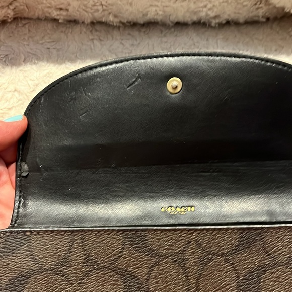 Coach Wallet, Black Leather with blk & brown coated canvas - Picture 4 of 5